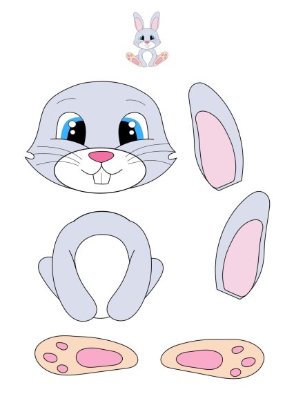 Шаблон зайчика для аппликации