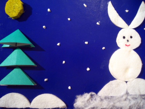 Зимняя аппликация из бумаги 4 класс