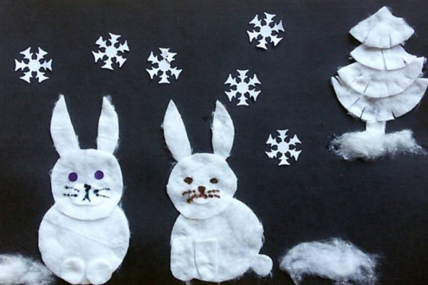 Аппликация из ватных дисков