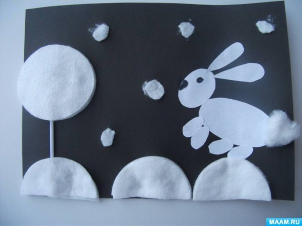 Аппликация из ватных дисков