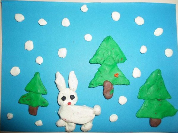 Лепка из пластилина на тему зима