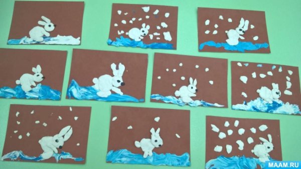 Аппликация зайчик 2 младшая группа