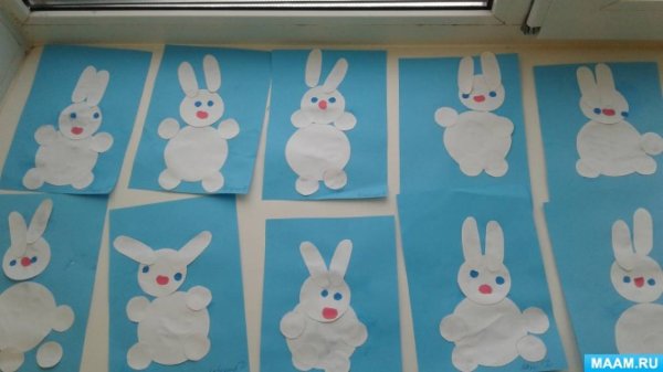 Аппликация зайчик 2 младшая группа