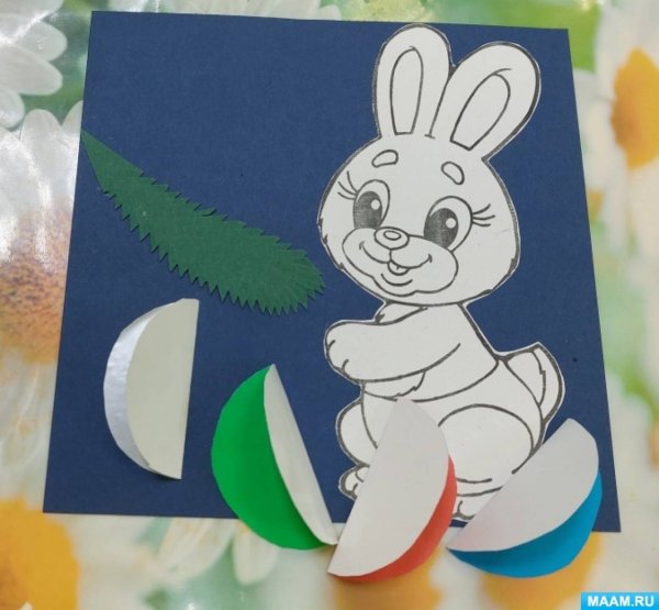 Зайчик аппликация из бумаги