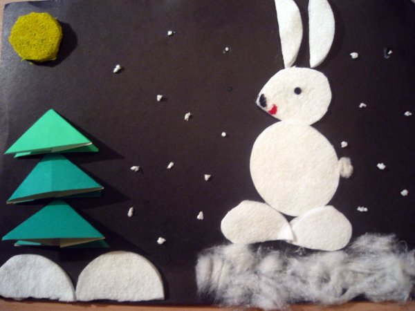 Аппликация из ватных дисков