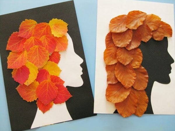 Прическа из осенних листьев аппликация