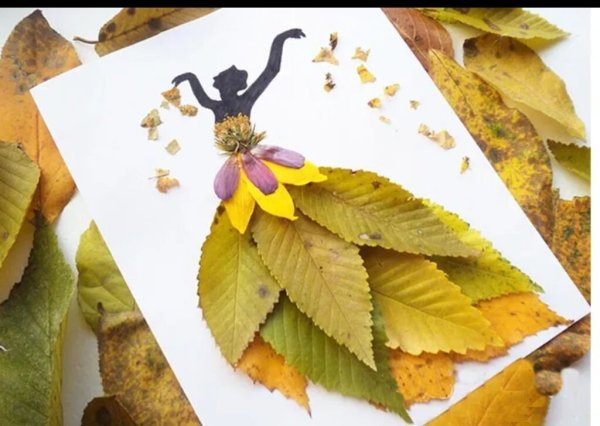 Осенняя открытка из природного материала