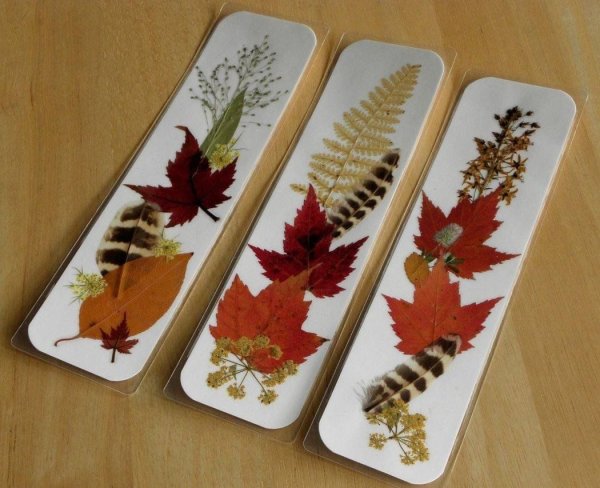 Закладка с осенними листьями