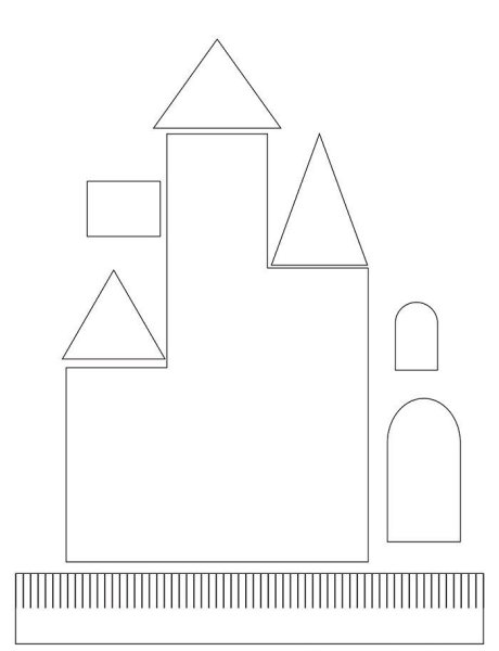 Аппликация замок из геометрических фигур
