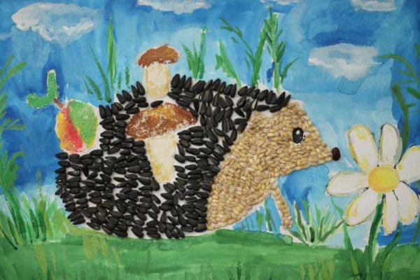 Ежик аппликация с элементами рисования