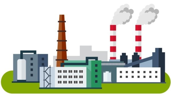 Завод на белом фоне