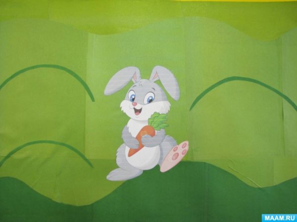 Аппликация зайчик с морковкой младшая группа
