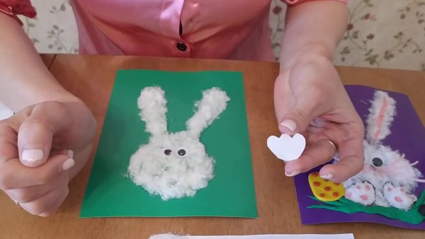 Поделка заяц из ваты