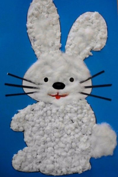 Поделка зайчик из ватных дисков