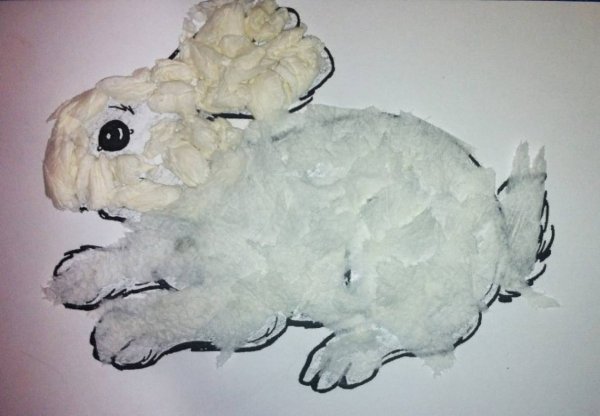 Поделка заяц из ваты