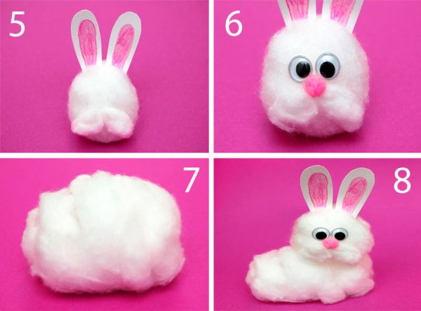 Поделка зайчик из ватн
