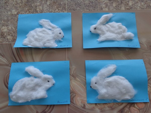 Аппликация из ваты