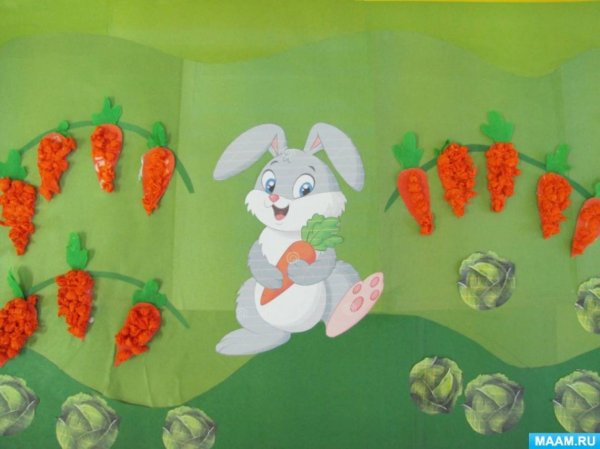 Аппликация в средней группе на тему Заюшкин огород
