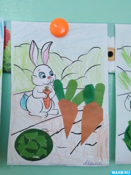 Заюшкин огород аппликация в средней группе Лыкова