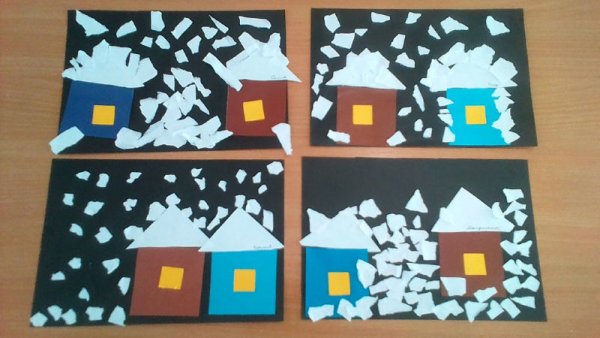 Аппликация Заюшкина избушка в средней группе