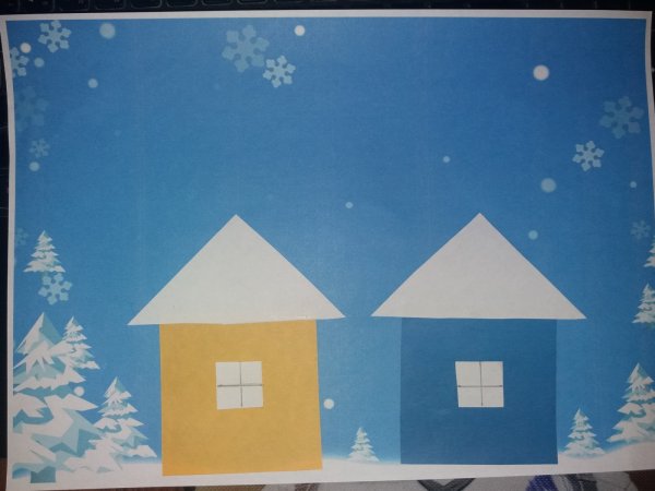 Избушка Ледяная и Лубяная аппликация в средней группе Лыкова
