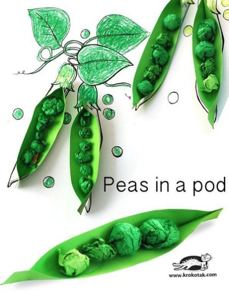 Аппликация стручок гороха