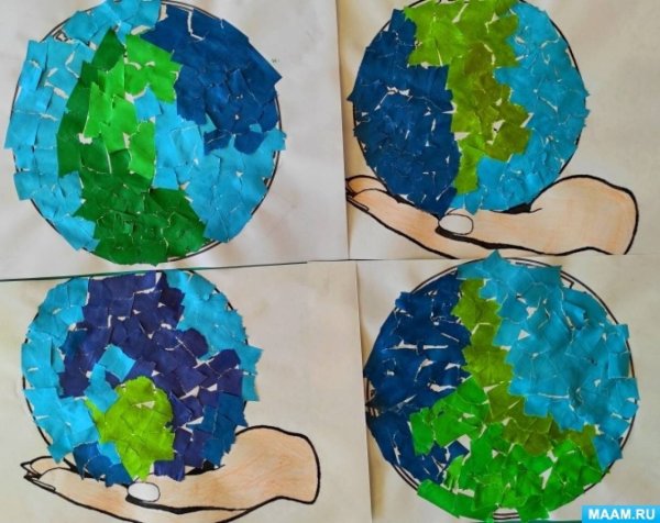 Обрывная аппликация Планета земля