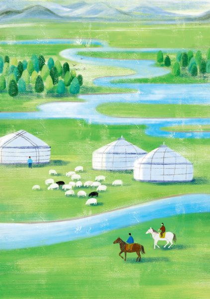 Нарисовать пейзаж с юртой