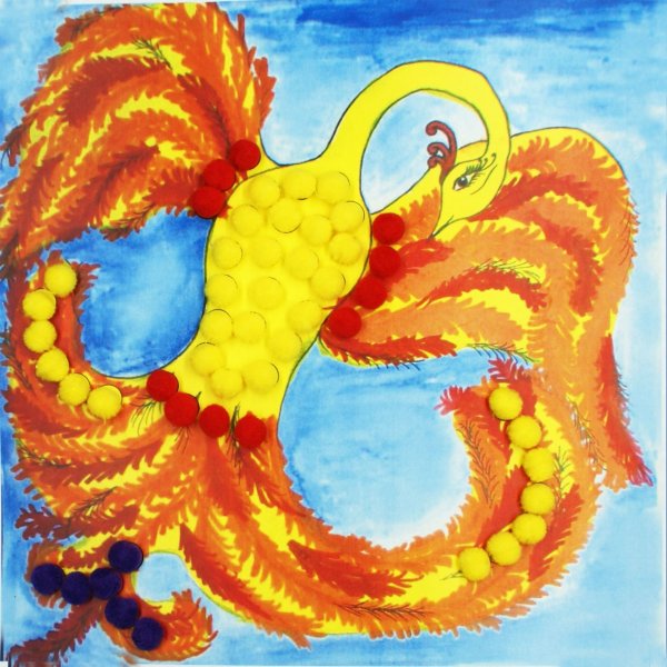 Жар птица из цветной бумаги