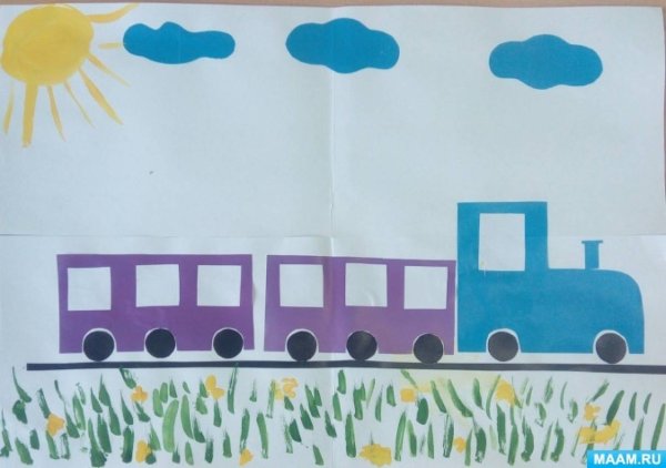 Аппликация поезд старшая группа