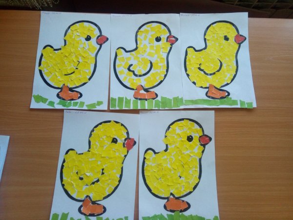 Обрывная аппликация 2 младшая группа цыпленок