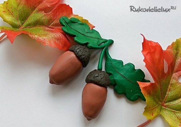 Поделки из желудей и пластилина для детей