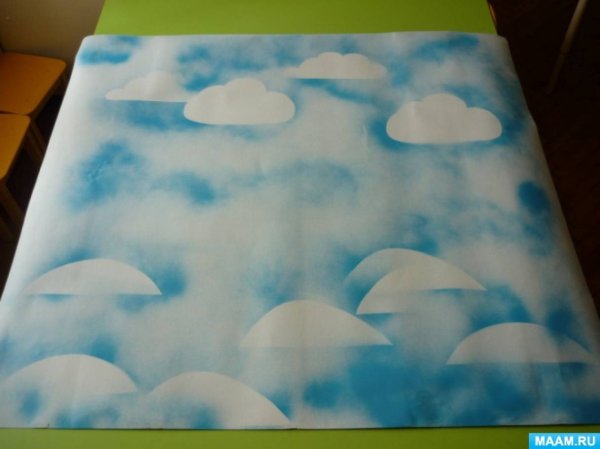 Аппликация облака в средней группе