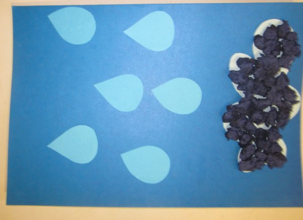 Аппликация тучка и дождик