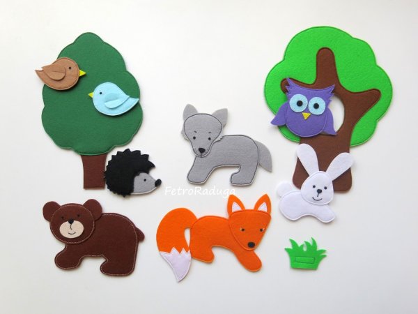 Фигурки животных из фетра