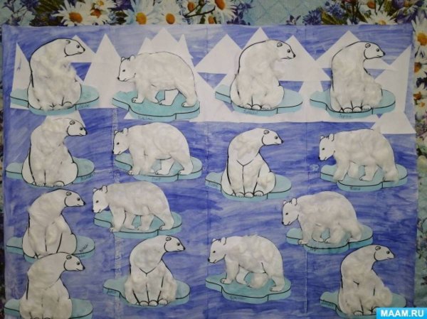 Аппликация белый медведь в подготовительной группе
