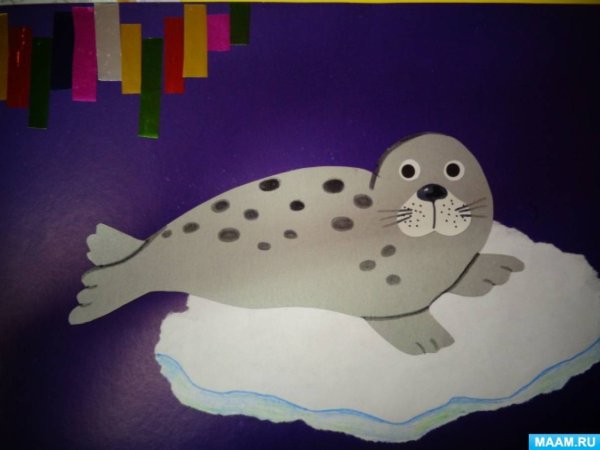 Аппликация Нерпа в подготовительной группе