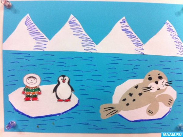 Аппликация животные севера старшая группа