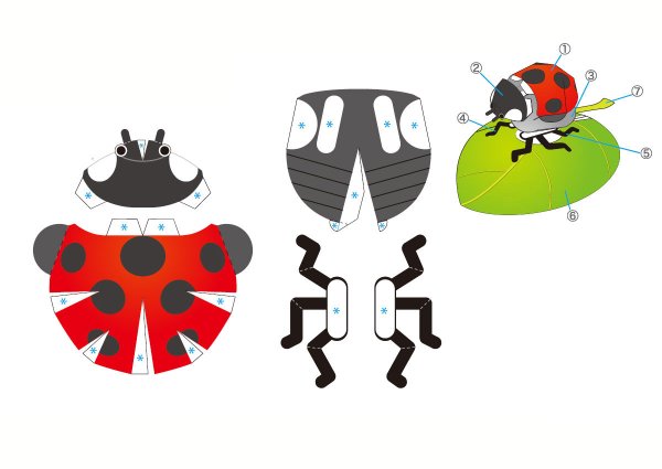 Объемные жуки из бумаги