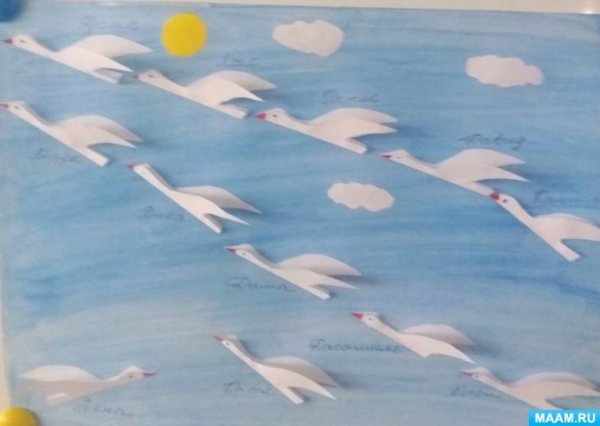 Аппликация перелетные птицы