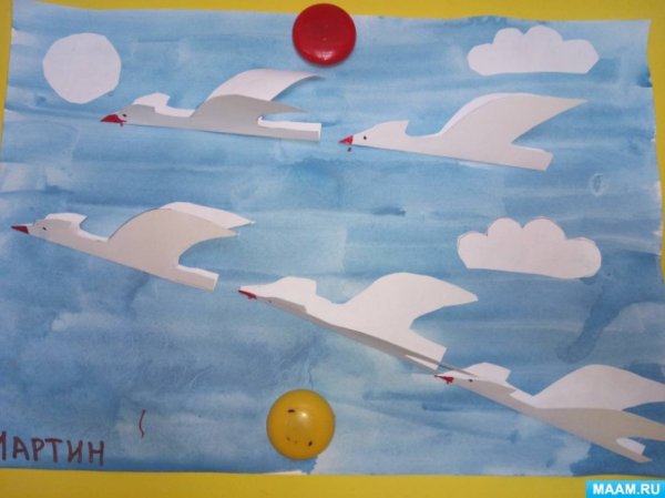 Аппликация перелетные птицы в подготовительной группе