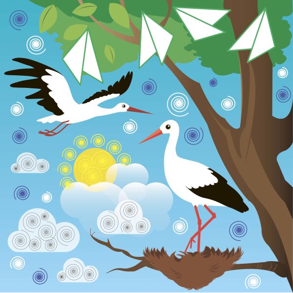 Аппликация Аист