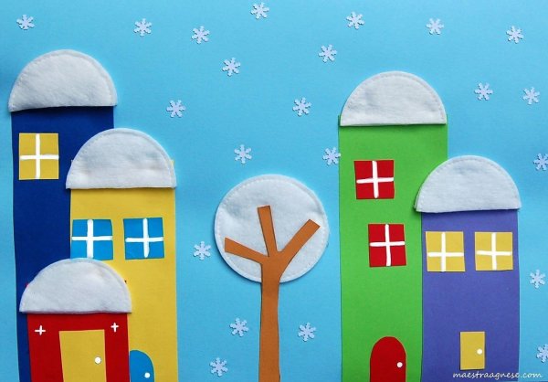 Зимняя аппликация для дошкольников