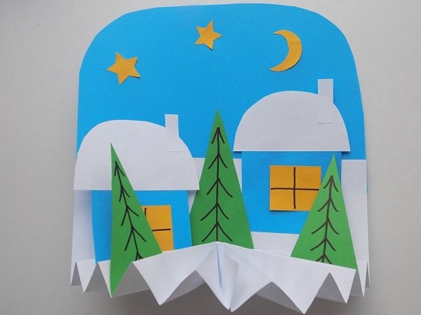 Зимние аппликации из цветной бумаги