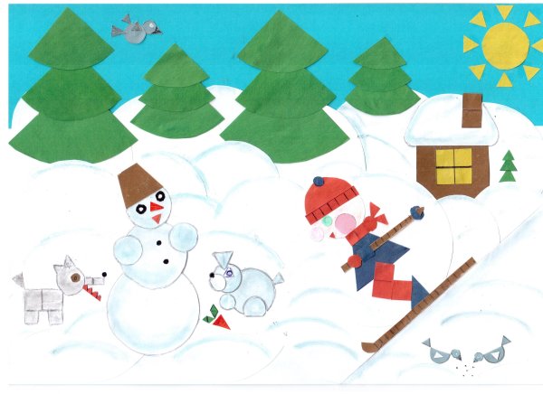 Аппликация на зимнюю тему для детей