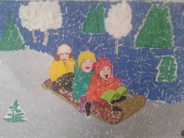 Аплекация на тему зимние забава