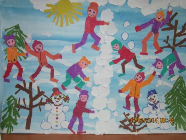 Аппликации зимние забавы в детский сад