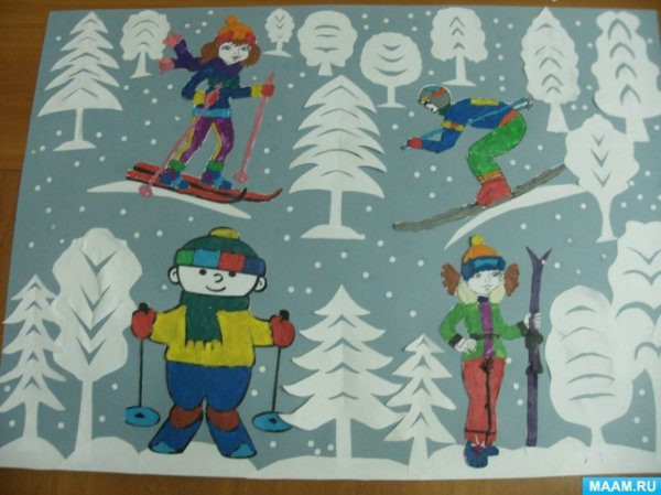 Совместная аппликация на тему зимние забавы