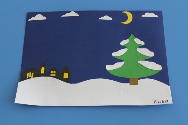 Зимние аппликации из цветной бумаги