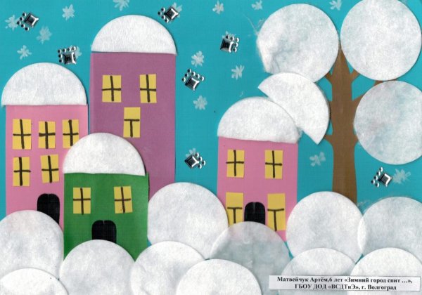 Аппликация из ватных дисков